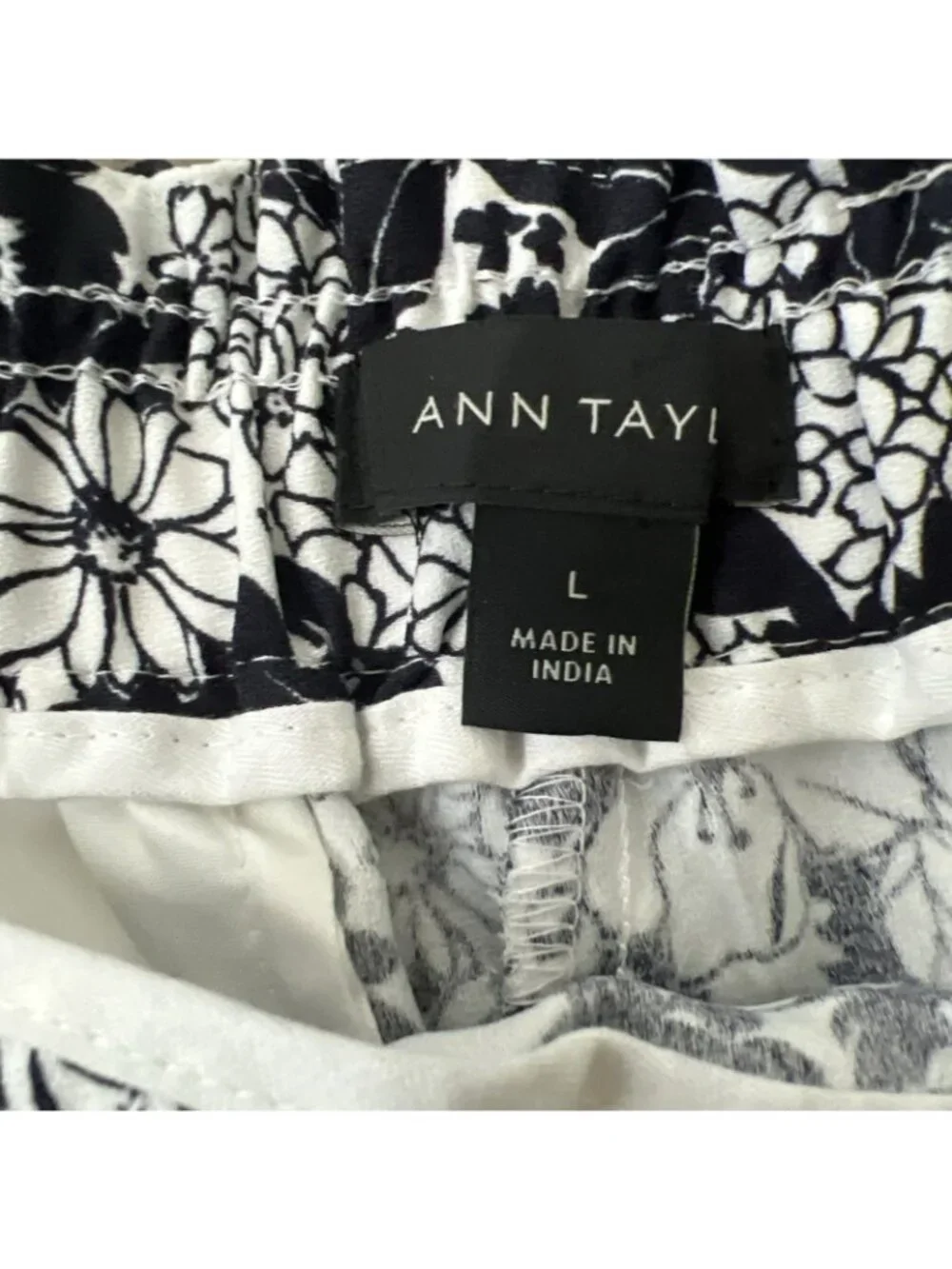 Ann Taylor Wide Leg Floral Pants Waist Tie Full Length Womens Large New